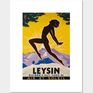 Air and Sun in Leysin, Switzerland - Vintage Travel Poster Design Posters and Art